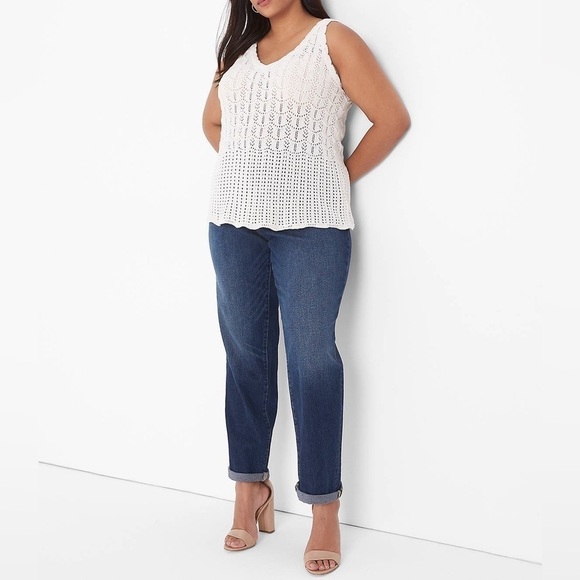 Lane Bryant Sleeveless V-Neck Pointelle Sweater Size 14/16 - Picture 11 of 11